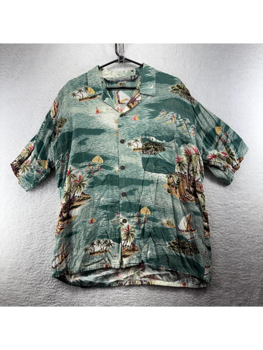 Pineapple Connection by Heyman Hawaiian Button Up Camp Shirt Mens Large Island
